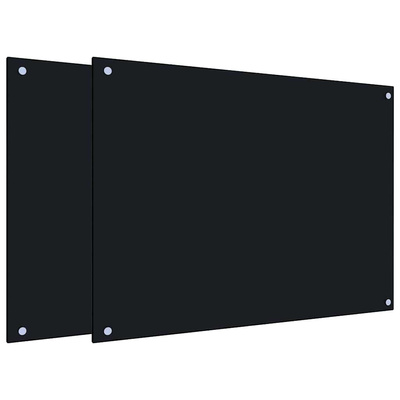 Panele ochronne do kuchni, czarne, 2 szt., 80x60 cm, szkło