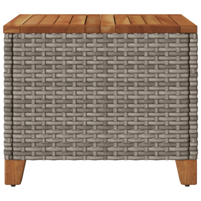 Stolik ogrodowy, szary, 45x45x37 cm, polirattan i akacja