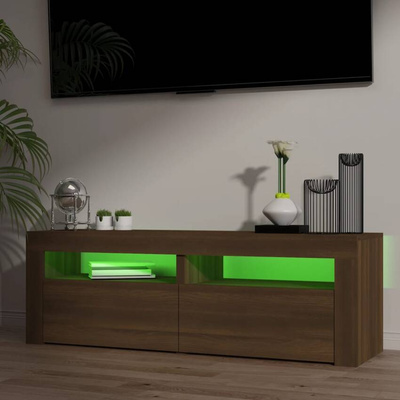 Szafka pod TV z oświetleniem LED, brązowy dąb, 120x35x40 cm vidaXL