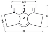 Lampa sufitowa 3xE27 szara 32cm AZURO 98-63236