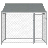 Klatka dla psa, z dachem i drzwiami, szara, 2x2x2 m, stal