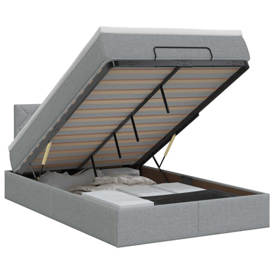 Łóżko ottoman z materacem jasnoszary 120 x 200 cm tkanina