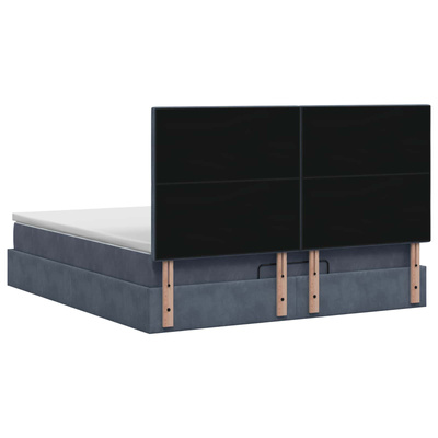 Łóżko ottoman z materacem ciemnoszary 140 x 200 cm Welur