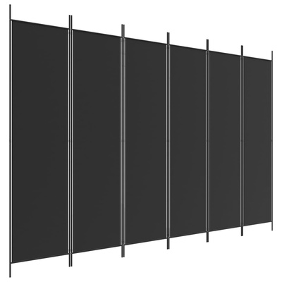 Parawan 6-panelowy, czarny, 300x200 cm, tkanina