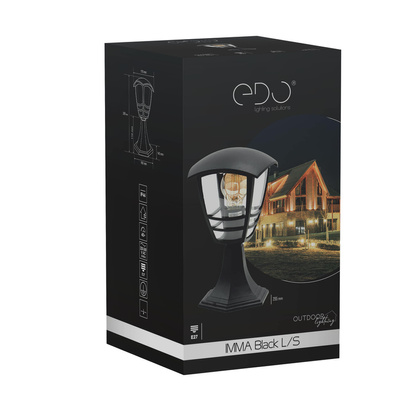 Słupek ogrodowy latarnia IMMA BLACK L/S E27 czarny IP44 EDO777382 EDO Solutions