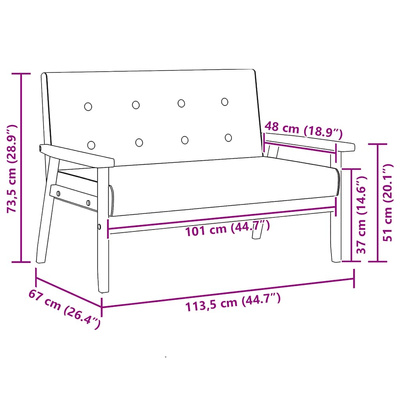 2-osobowa sofa, czarna, sztuczna skóra