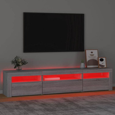 vidaXL Szafka pod TV z oświetleniem LED, szary dąb sonoma,195x35x40 cm