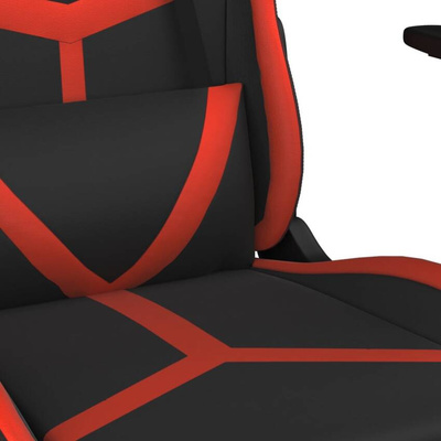 vidaXL Masujący fotel gamingowy z podnóżkiem, czarno-czerwony