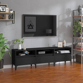 vidaXL Szafka pod TV, czarna, 150x30x44,5 cm, materiał drewnopochodny