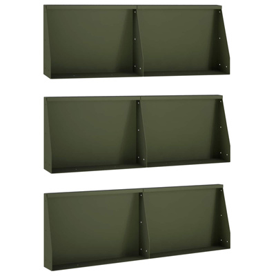 Mur oporowy 6 szt. 60 x 12 x 40 cm Stal Oliwkowy zielony