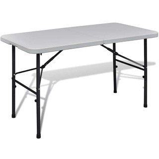 Składany stół do ogrodu, 122 cm, HDPE, biały