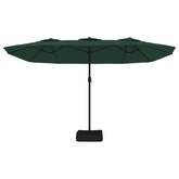 Podwójny parasol ogrodowy z LED, zielony, 449x265 cm