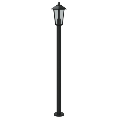 Lampa ogrodowa na słupku, czarna, 120 cm, stal nierdzewna