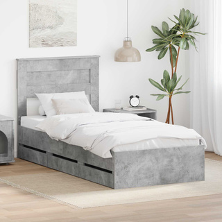 Ramka łóżka Betonowy szary 75 x 190 cm Drewno inżynieryjne