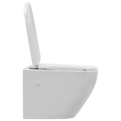 vidaXL Wisząca toaleta bez kołnierza, ceramiczna, biała
