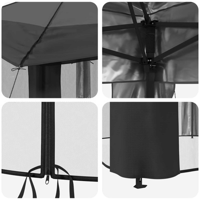 Gazebo z 4 Ścianami 3,3 x 3,3 m Jasnoszary i antracytowy