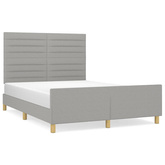vidaXL Rama łóżka z zagłówkiem, jasnoszara, 140x190 cm, obity tkaniną model standard