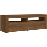 Szafka pod TV z oświetleniem LED, brązowy dąb, 120x35x40 cm vidaXL