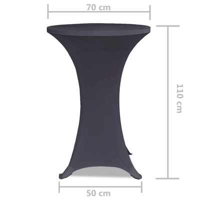Elastyczne nakrycie stołu antracytowe 2 szt. 70 cm