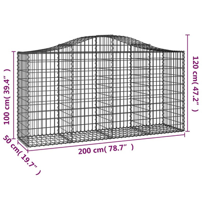 Kosze gabionowe, 8 szt, 200x50x100/120 cm, galwanizowane żelazo