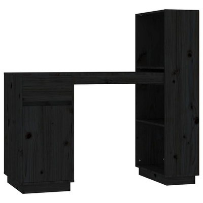 vidaXL Biurko, czarne, 110x53x117 cm, lite drewno sosnowe