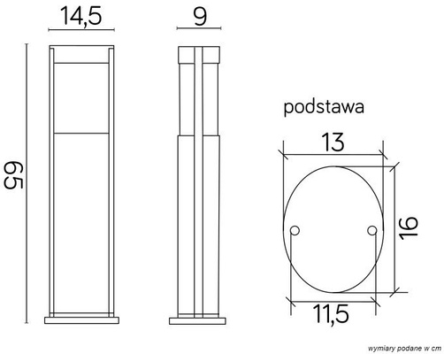 Lampa ogrodowa stojąca TO 3902-H 650 BL