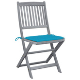 vidaXL Składane krzesła ogrodowe, 2 szt., poduszki, drewno akacjowe