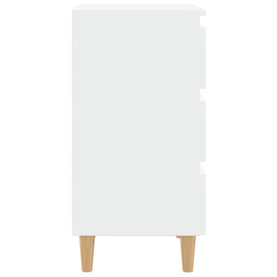 Szafka nocna z drewnianymi nóżkami, biała, 40x35x69 cm