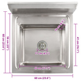 Zlewozmywak kuchenny, jednokomorowy, stal nierdzewna