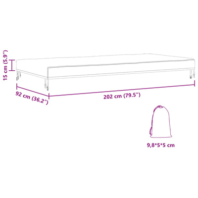 Pokrowiec na Stół 202 x 92 x 15 cm tkanina Prostokątny Czarny