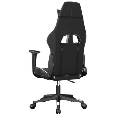 vidaXL Fotel gamingowy, czarno-biały, sztuczna skóra model standard
