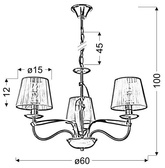 Lampa wisząca chrom / złoty nitkowy abażur 3x40W Diva Candellux 33-55057