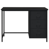 vidaXL Industrialne biurko z szufladami, czarne, 105x52x75 cm, stal