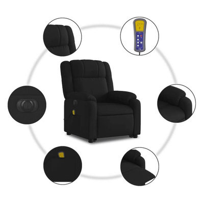 vidaXL Podnoszony fotel masujący, elektryczny, rozkładany, czarny