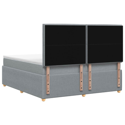 Łóżko z box spring LED z materacem jasnoszary 180 x 200 cm