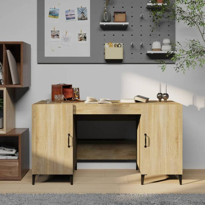 vidaXL Biurko, dąb sonoma, 140x50x75 cm, materiał drewnopochodny wariant 5