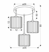 Lampa Wisząca Talerz Czarny 3X40 E27 Klosz Czarny+Kryształy Bezbarwne Glassia