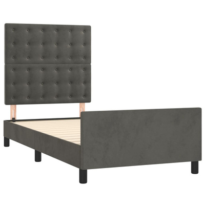 vidaXL Rama łóżka z zagłówkiem, ciemnoszara, 90x190 cm, aksamitem model standard