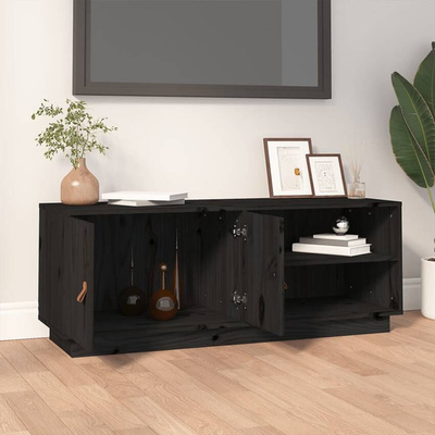 vidaXL Szafka pod TV, czarna, 105x34x40 cm, lite drewno sosnowe