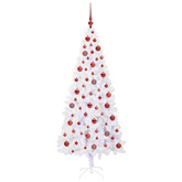 Sztuczna choinka z 300 diodami LED Biały 180 cm PVC i stal