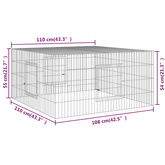 Klatka dla królika, 110x110x55 cm, galwanizowane żelazo