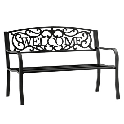 Ławka Ogrodowa Taras Ogród Park Metalowa Oparcie WELCOME Czarna 127 cm