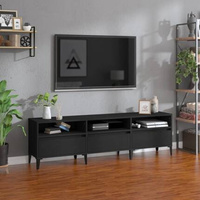 vidaXL Szafka pod TV, czarna, 150x30x44,5 cm, materiał drewnopochodny