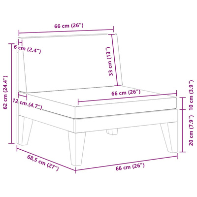 Moduł sofy środkowej, kremowe poduszki, lite drewno akacjowe