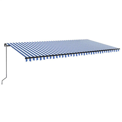 Ręcznie zwijana markiza z LED, 600 x 300 cm, niebiesko-biała