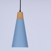 Lampa wisząca niebieska metalowa + drewno Faro Ledea 50101258