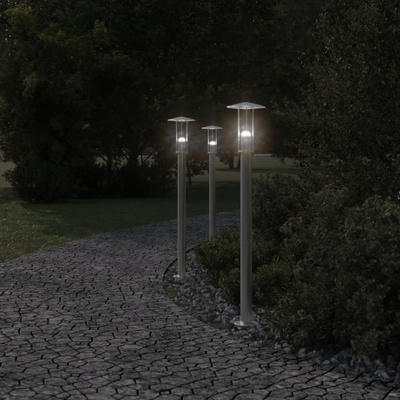 Lampa ogrodowa na słupku, srebrna, 100 cm, stal nierdzewna