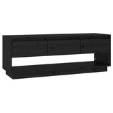 vidaXL Szafka pod TV, czarna, 110,5x34x40 cm, lite drewno sosnowe