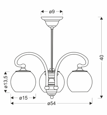 Lampa wisząca Tores szklana 3-punktowa do salonu i jadalni patynowa