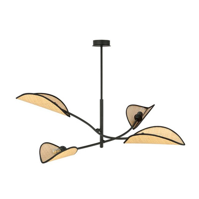 Lampa sufitowa  LOTUS 4 BLACK/RATTAN